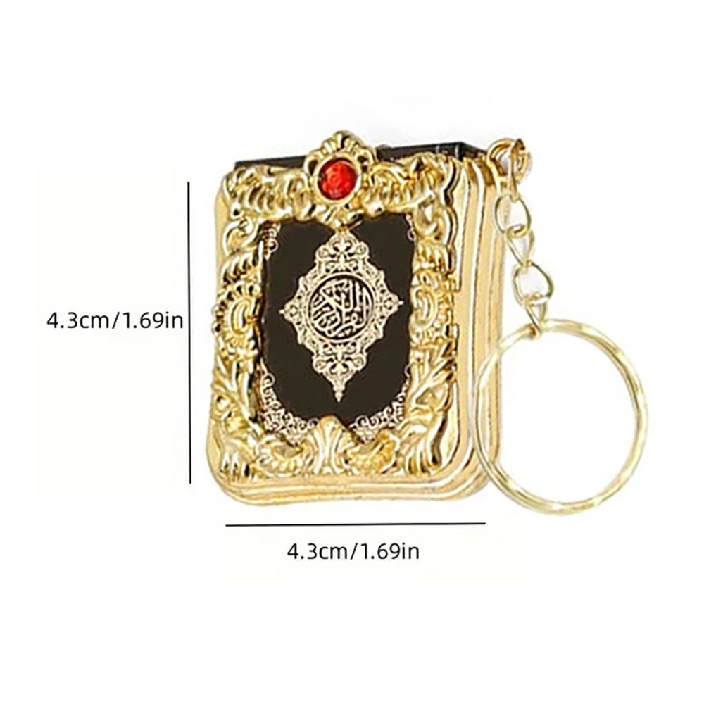 1pc elegant islamic prayer book keychain golden   with gemstone accents   metal plastic   muslim souvenirs party favors religious gift item ornate keychain plastic construction details 2