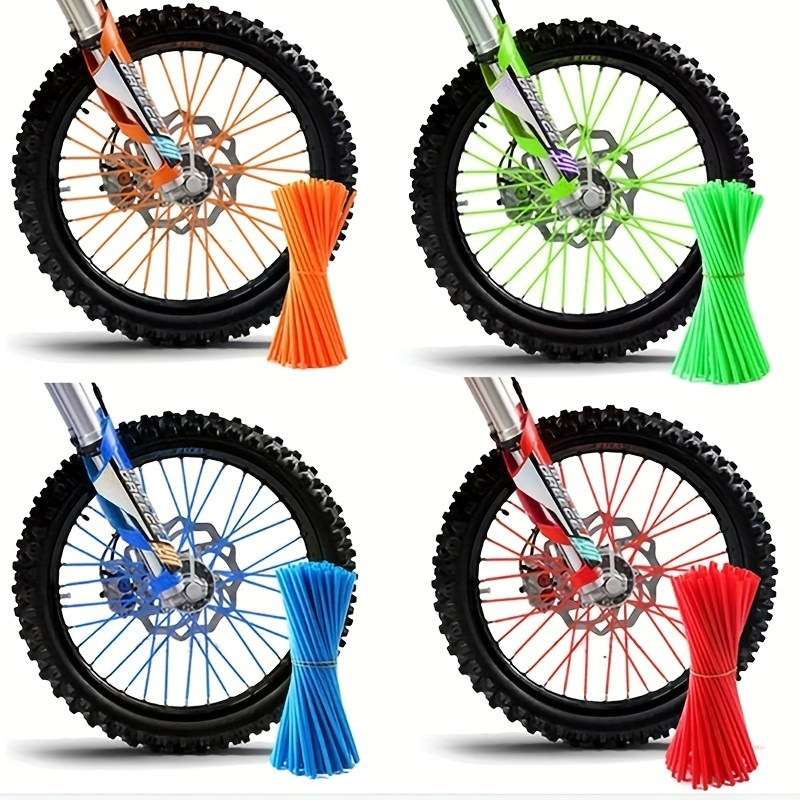 72pcs Enveloppes de * de Roue de Vélo - Manchons en Plastique ABS * pour Protection de Jante, Décoration de Pneu & Visibilité Améliorée - Installation Facile, Non Chargés, Couleurs Mélangées, Accessoires de Vélo