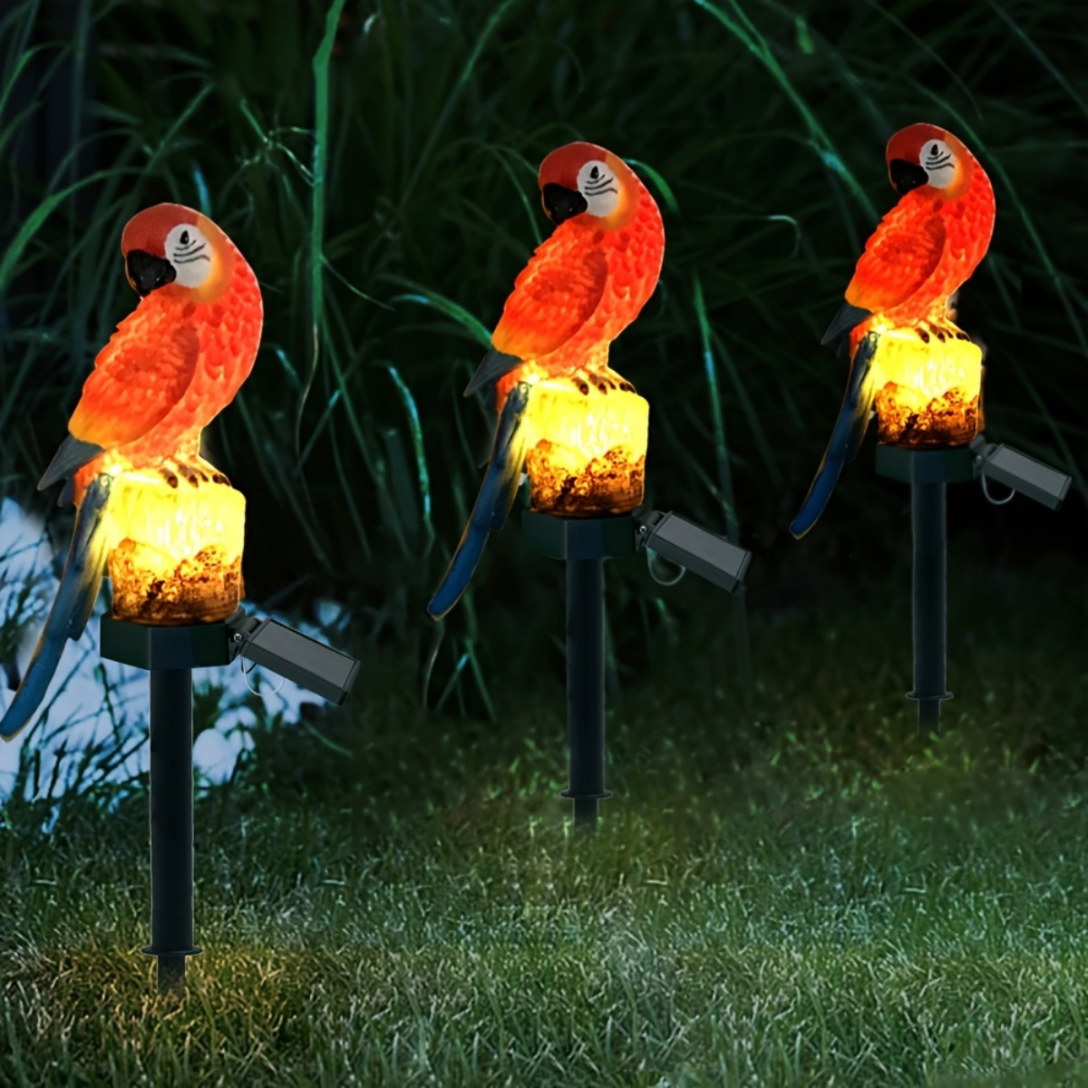 solar powered parrot lights for the yard   an atmosphere for patios and gardens villa decorations resin animal parrot style lawn ornaments inserted   ground flower decoration statues suitable for all   Product details 0