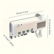 1 toothbrush holder with automatic toothpaste dispenser black white usb rechargeable wall mounted 4 brush slots no drilling required toothbrush holder and toothpaste dispenser built in ventilation details 1