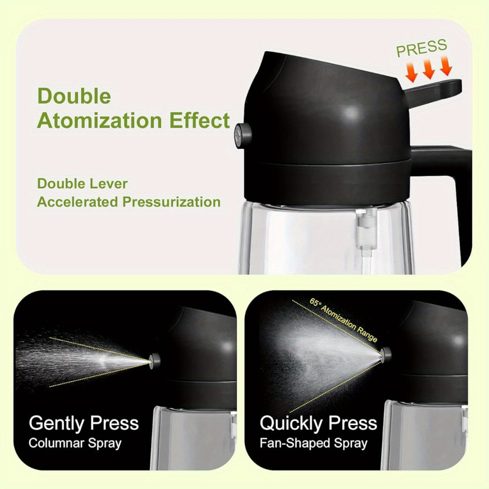 470ml leak proof dual oil dispenser bottle made of plastic with a   cap ideal for cooking frying salad dressings grilling air frying outdoor barbecues and home kitchen use easy to clean and durable details 5